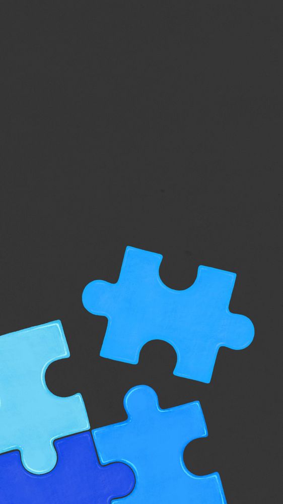 Blue jigsaw puzzle mobile wallpaper, business strategy illustration, editable design