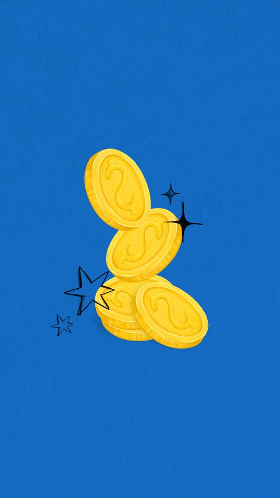 Gold stacked coin mobile wallpaper, money & finance illustration, editable design