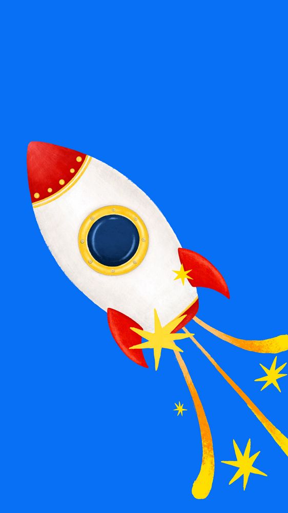 Space rocket launching iPhone wallpaper, editable design