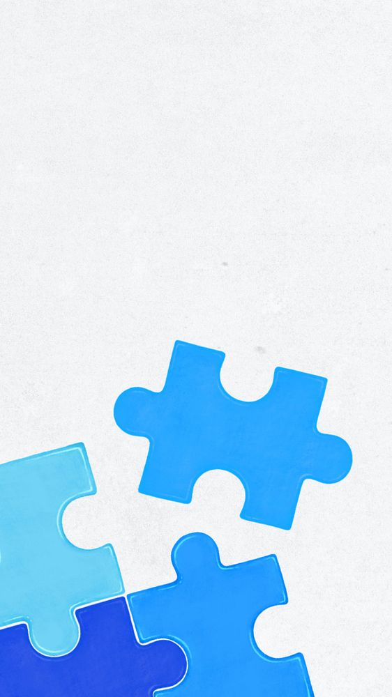 Blue jigsaw puzzle mobile wallpaper, business strategy illustration, editable design