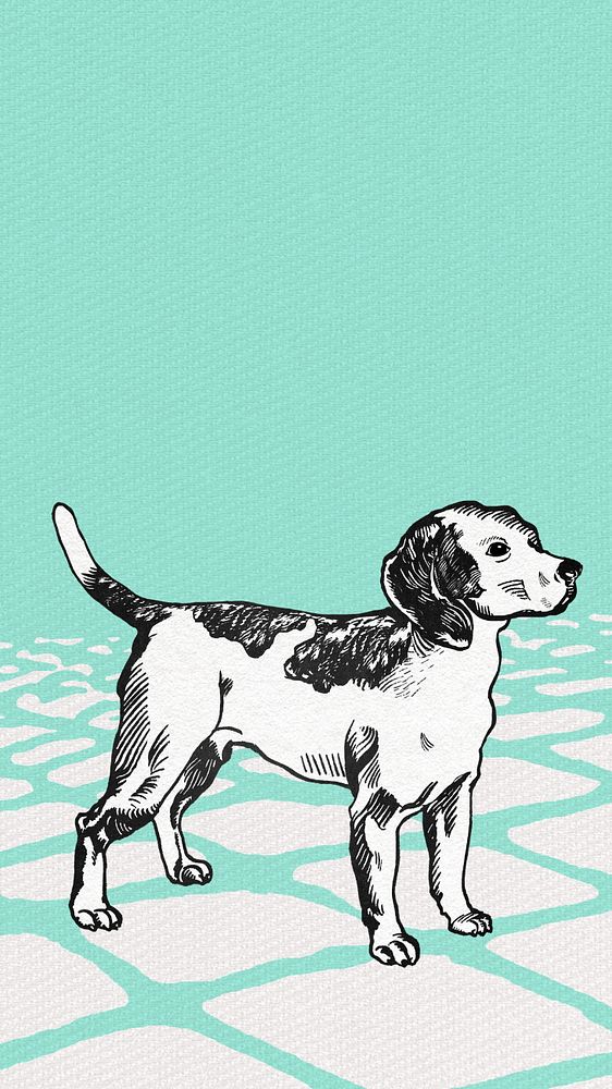 Green vintage beagle iPhone wallpaper, editable design