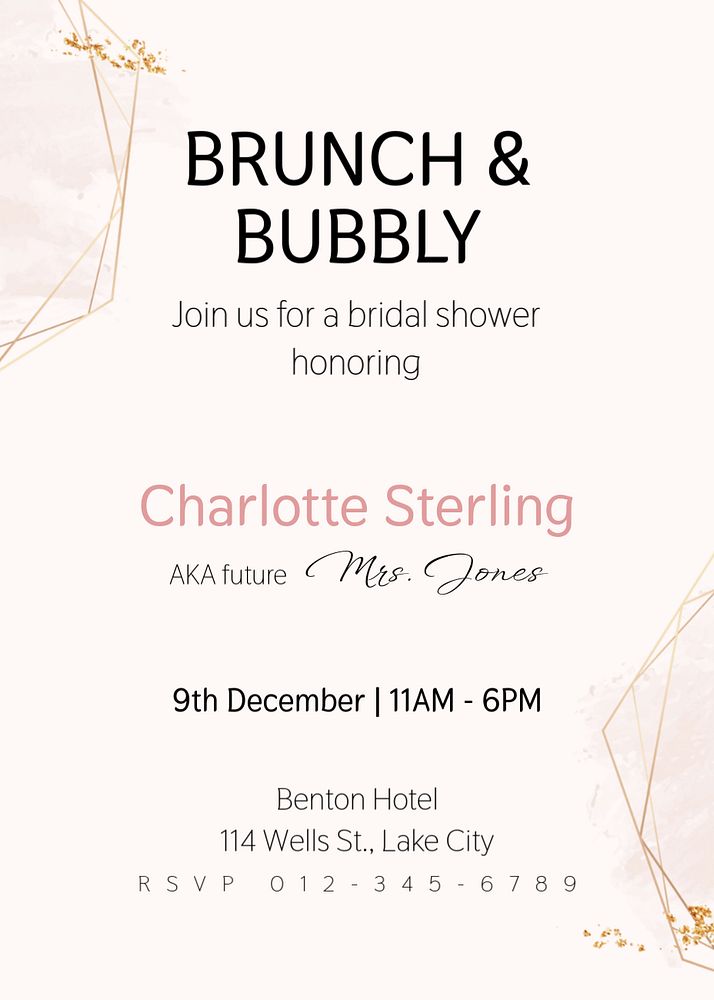 Brunch & bubbly invitation template, editable text