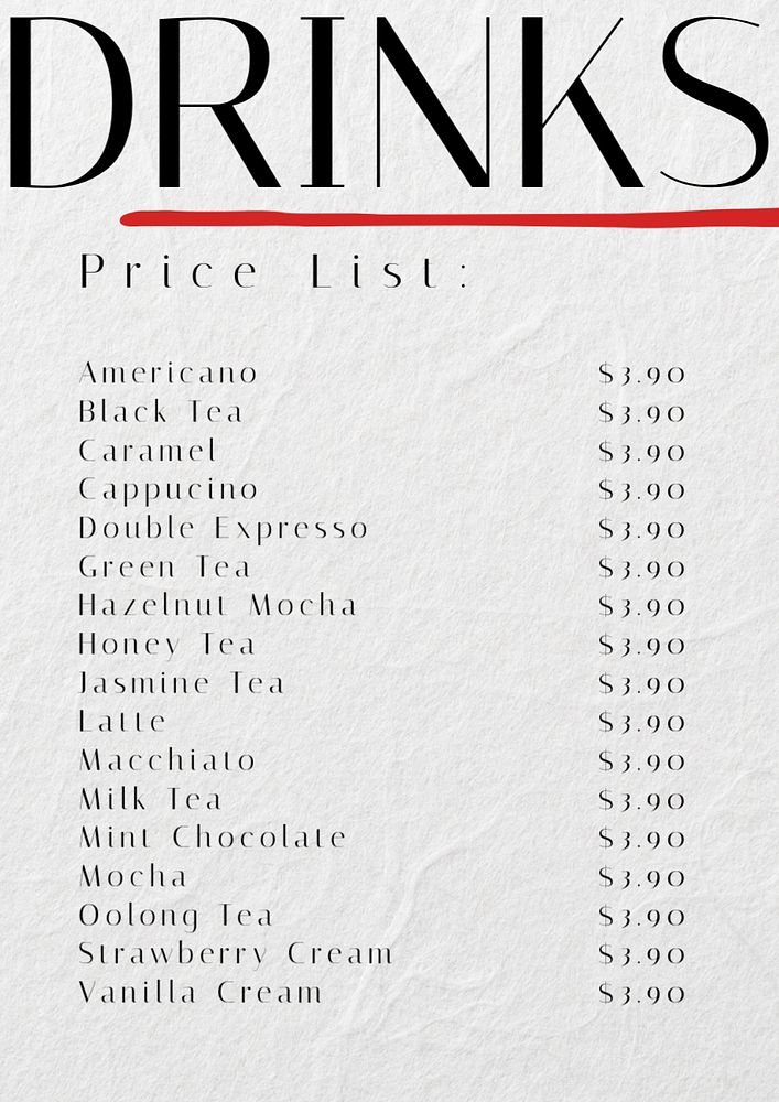 Bar drink list, editable template Premium Editable Template rawpixel