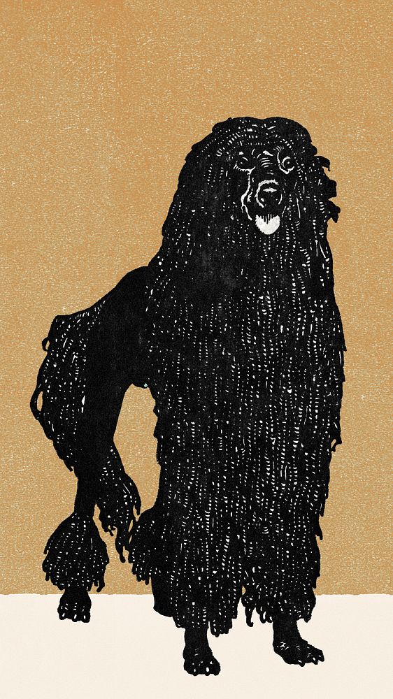 Brown vintage poodle iPhone wallpaper, editable design