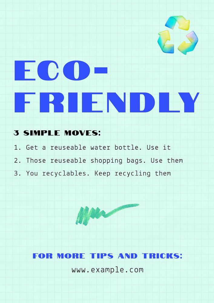 Eco-friendly tips poster template, editable text and design