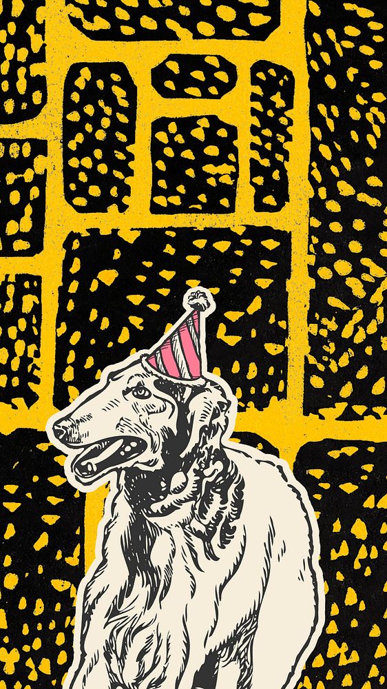 Brick greyhound birthday iPhone wallpaper. editable design