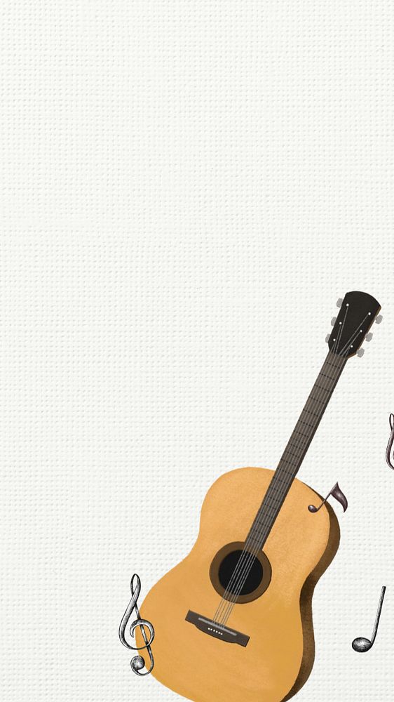 Acoustic guitar music phone wallpaper, hobby illustration, editable design