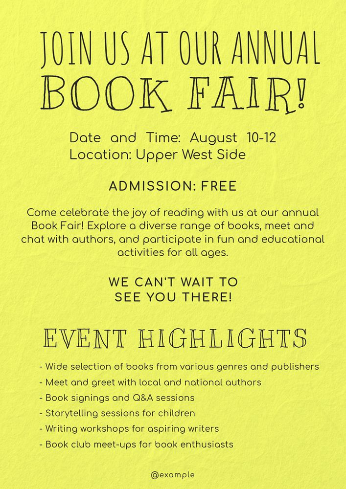 Book fair poster template, editable text and design