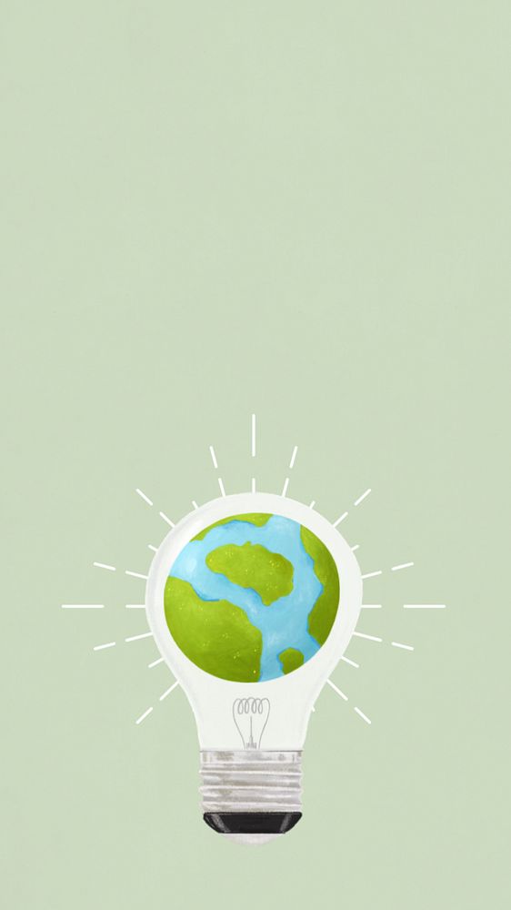 Light bulb globe iPhone wallpaper, environment illustration, editable design