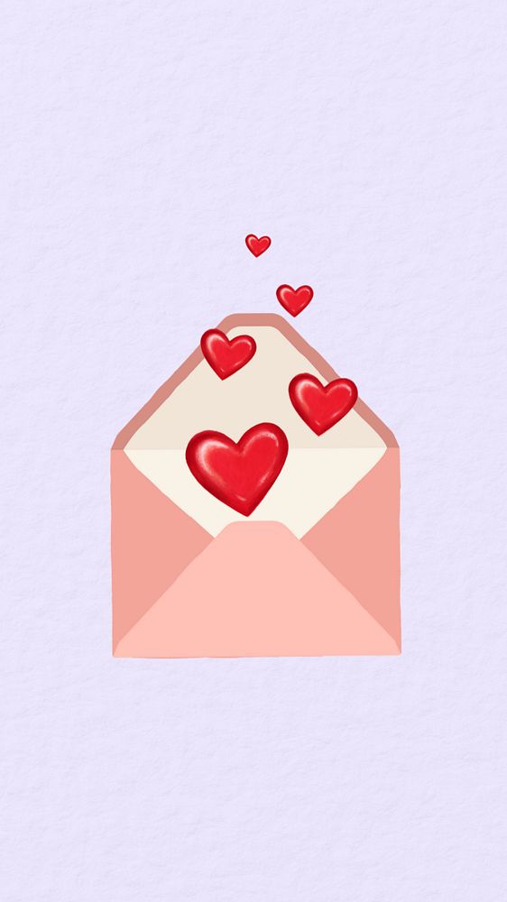 Love letter aesthetic mobile wallpaper, Valentine's celebration illustration, editable design