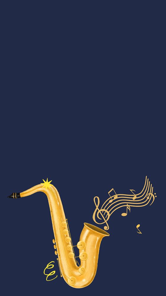 Saxophone musical instrument phone wallpaper, hobby illustration, editable design