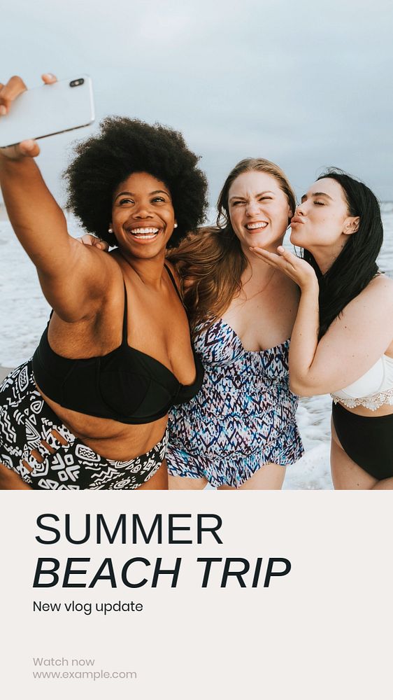 Summer beach trip social story template, editable Instagram design