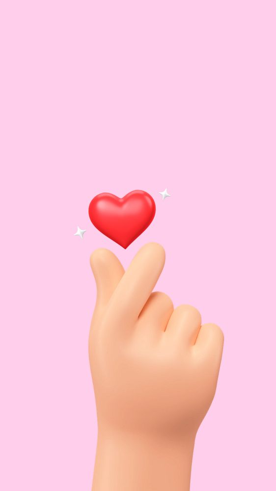 Mini heart hand iPhone wallpaper, 3D Valentine's celebration remix, editable design