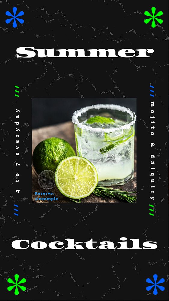 Summer cocktails social story template, editable Instagram design