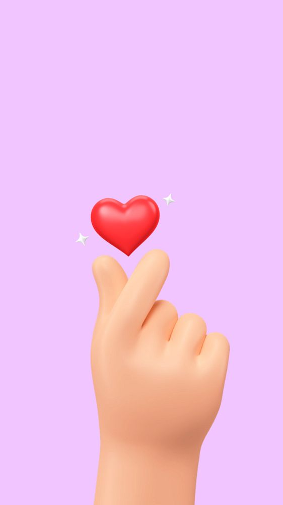 Mini heart hand iPhone wallpaper, 3D Valentine's celebration remix, editable design