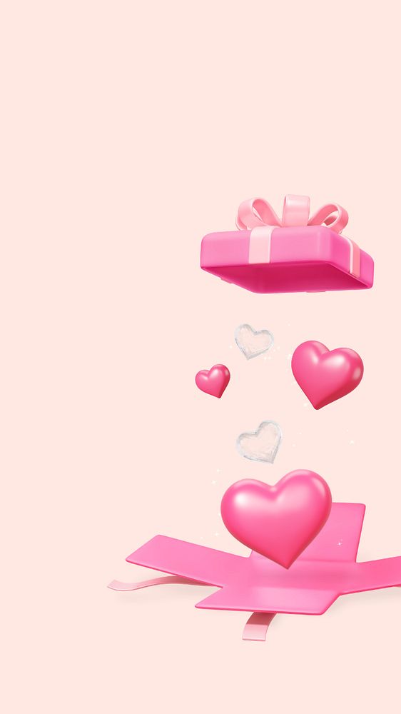 Pink Valentine's gift phone wallpaper, love 3D remix, editable design