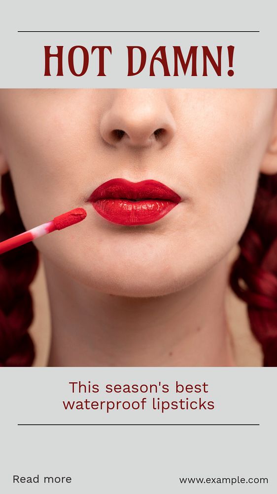 Hot damn lipstick social story template, editable Instagram design