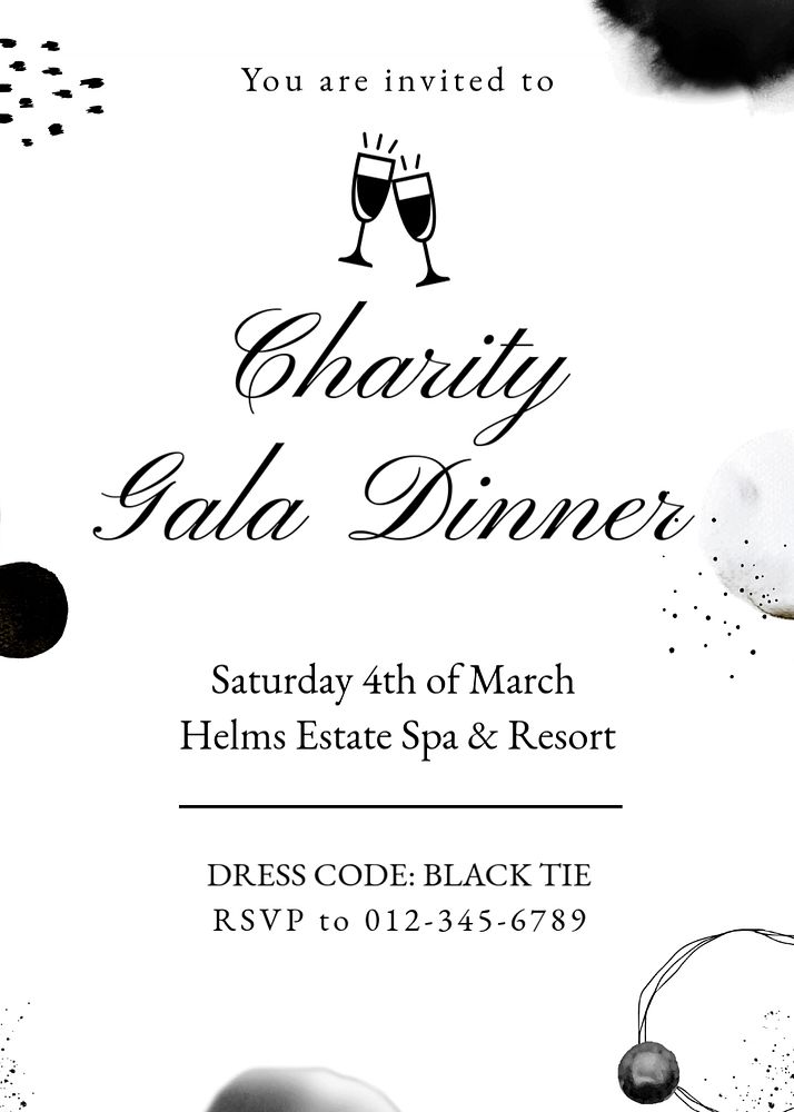 Charity gala dinner editable template