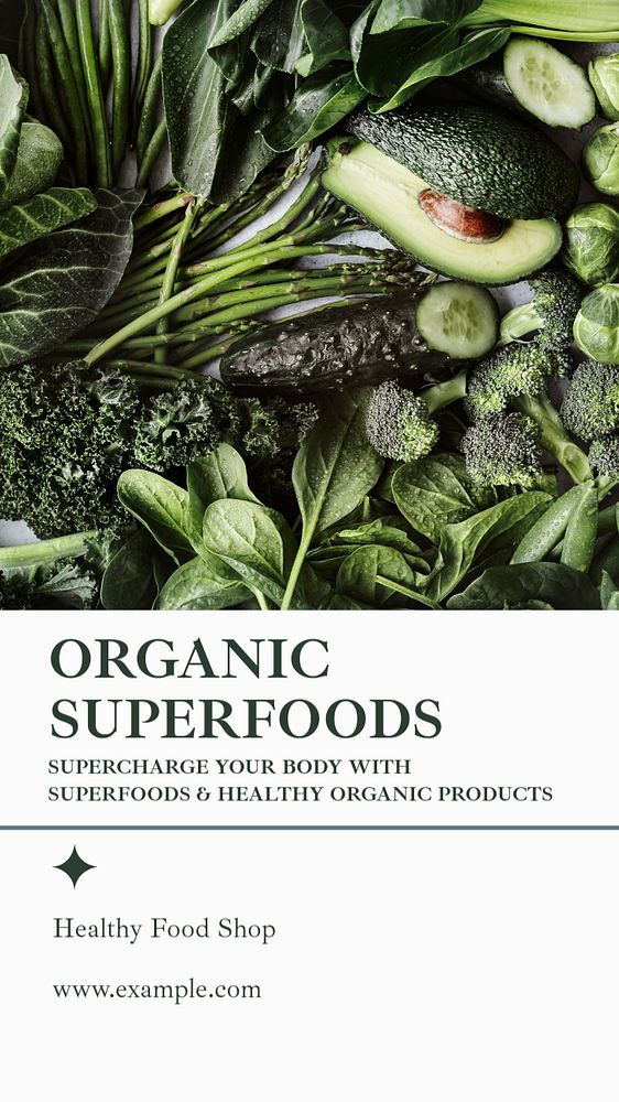 Organic superfoods social story template, editable Instagram design