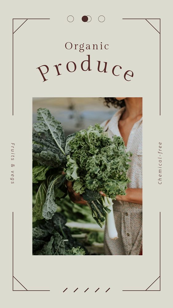 Organic produce social story template, editable Instagram design