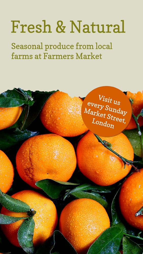 Farmers market social story template, editable Instagram design