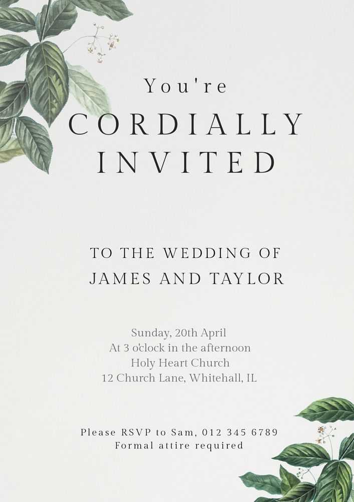 Wedding invitation editable poster template