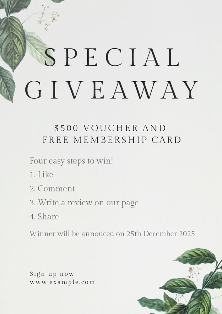 Special giveaway editable poster template