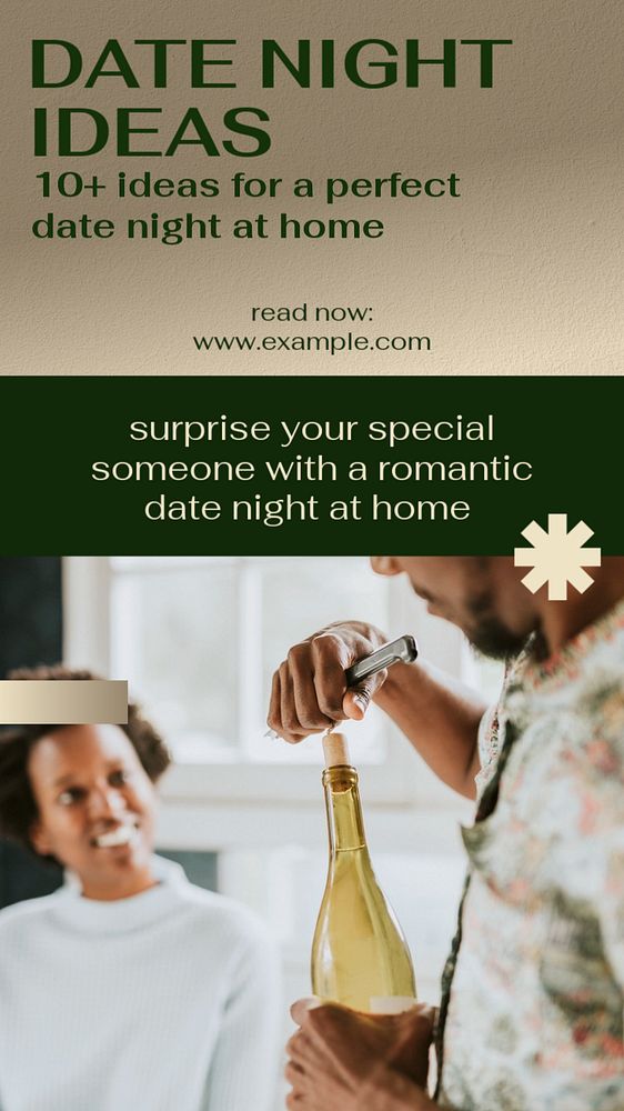 Date night ideas social story template, editable Instagram design