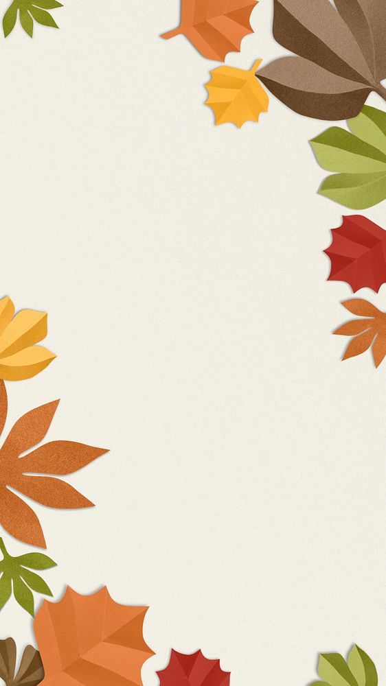 Paper leaf frame iPhone wallpaper, editable design