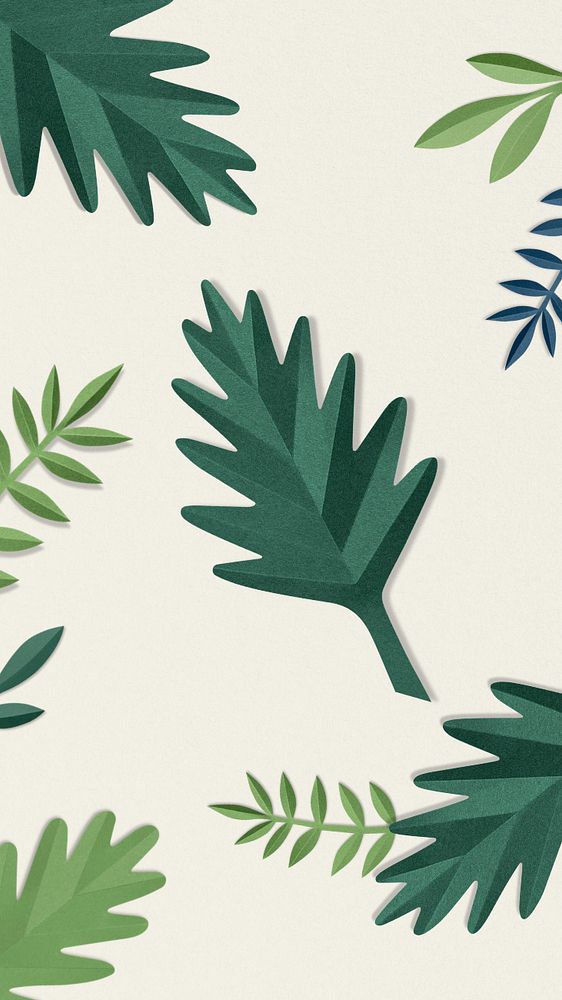 Paper craft leaf iPhone wallpaper, editable design