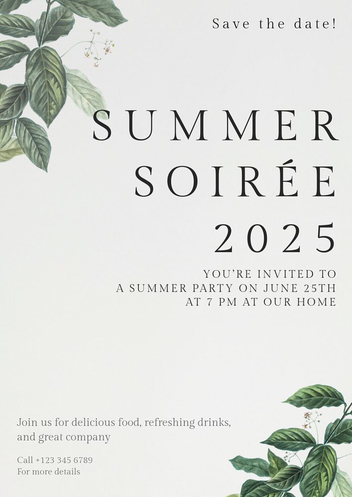 Summer party editable poster template