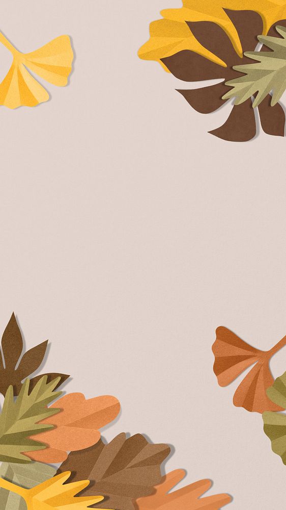 Paper leaf frame iPhone wallpaper, editable design