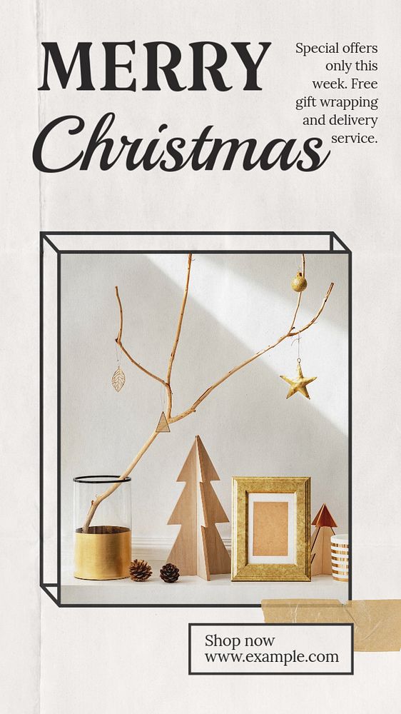 Merry christmas social story template, editable Instagram design