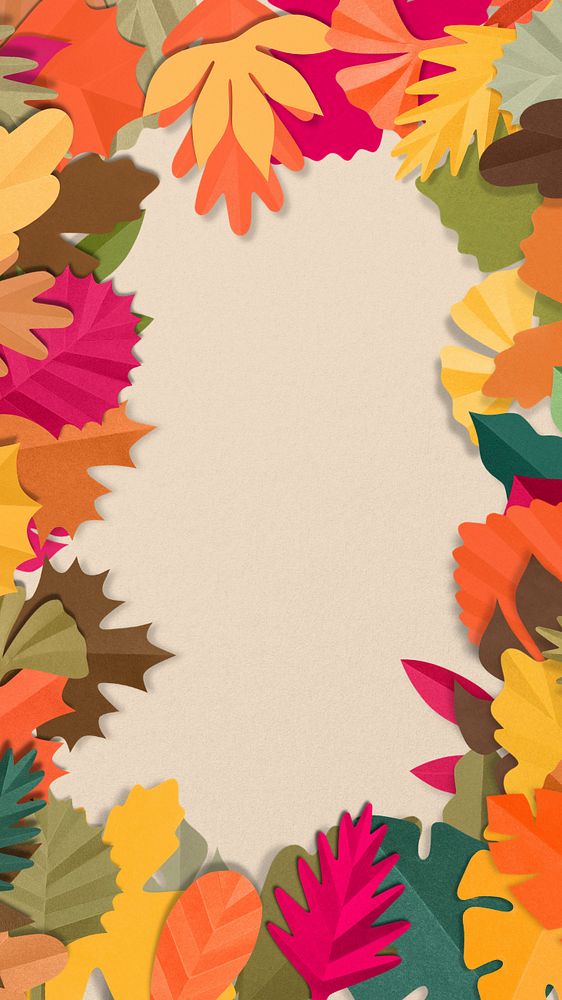 Paper craft leaf iPhone wallpaper, editable design