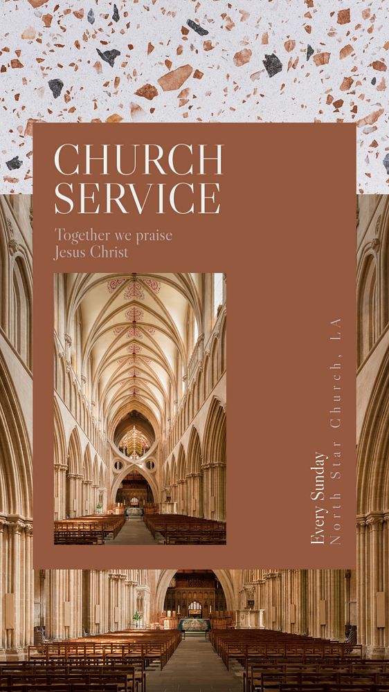 Church service social story template, editable Instagram design