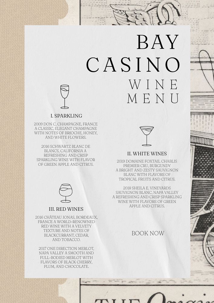 Wine menu poster template, editable text and design