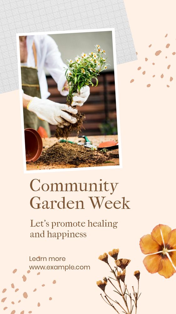 Community garden week social story template, editable Instagram design