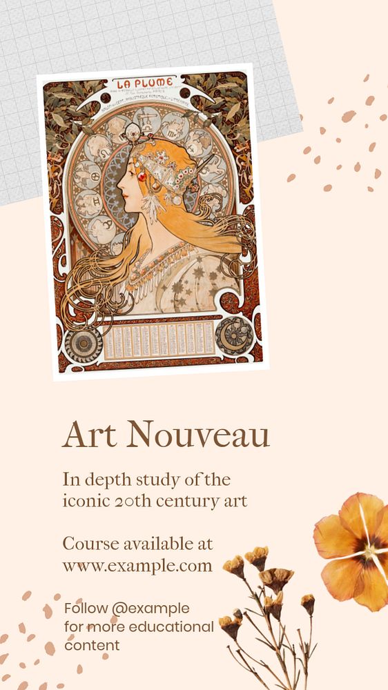 Art Nouveau social story template, editable Instagram design