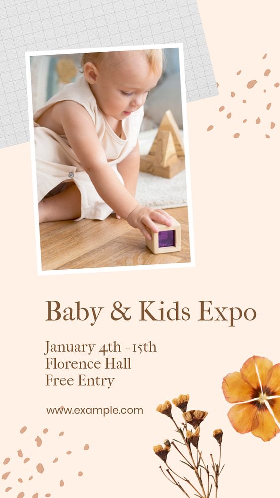 Kids & baby expo social story template, editable Instagram design