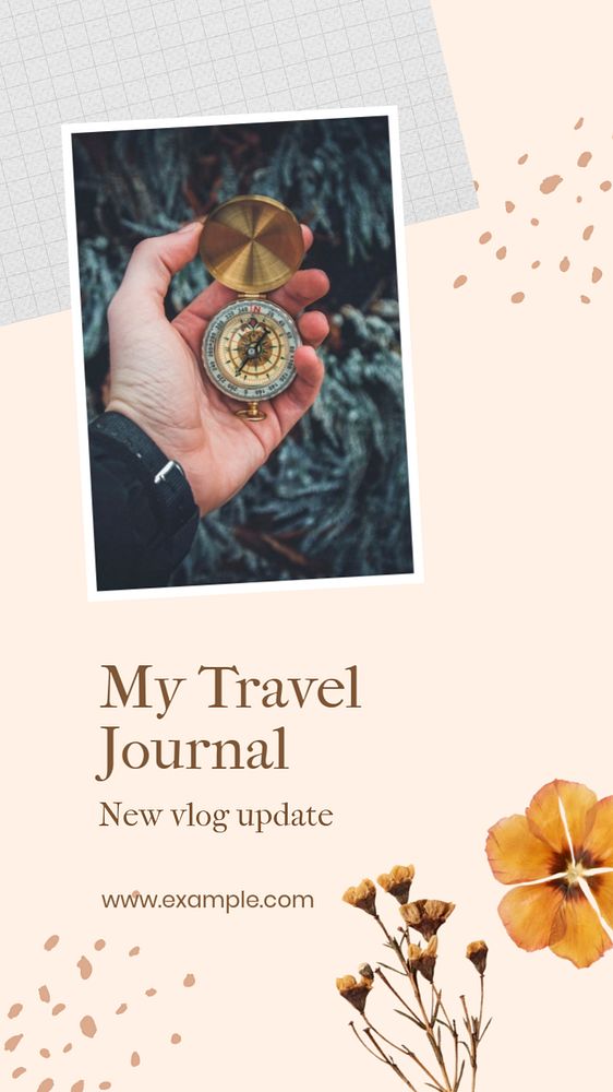 Travel journal social story template, editable Instagram design