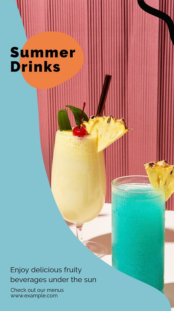 Summer drinks social story template, editable Instagram design