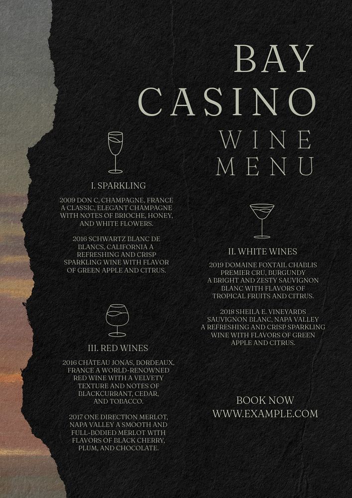 Wine menu, editable template for poster poster template, editable text and design