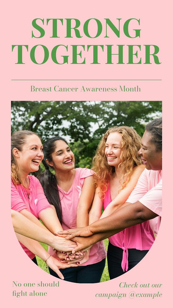 Breast cancer awareness social story template, editable Instagram design