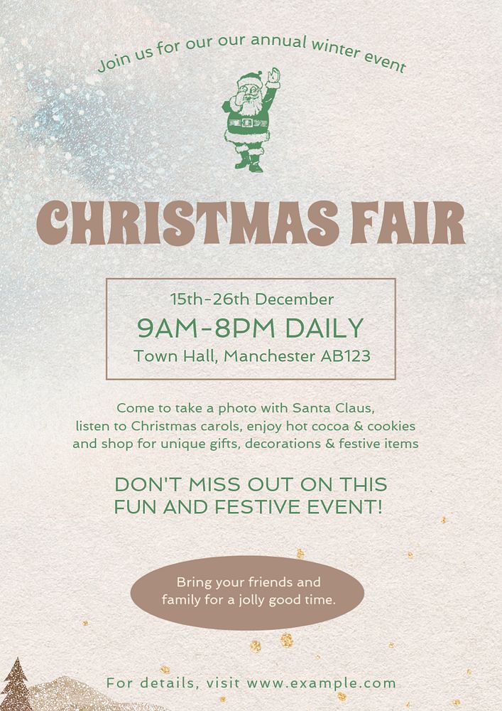 Christmas fair poster template, editable text and design