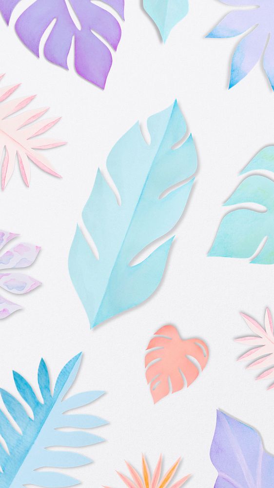 Paper craft leaf iPhone wallpaper, editable design