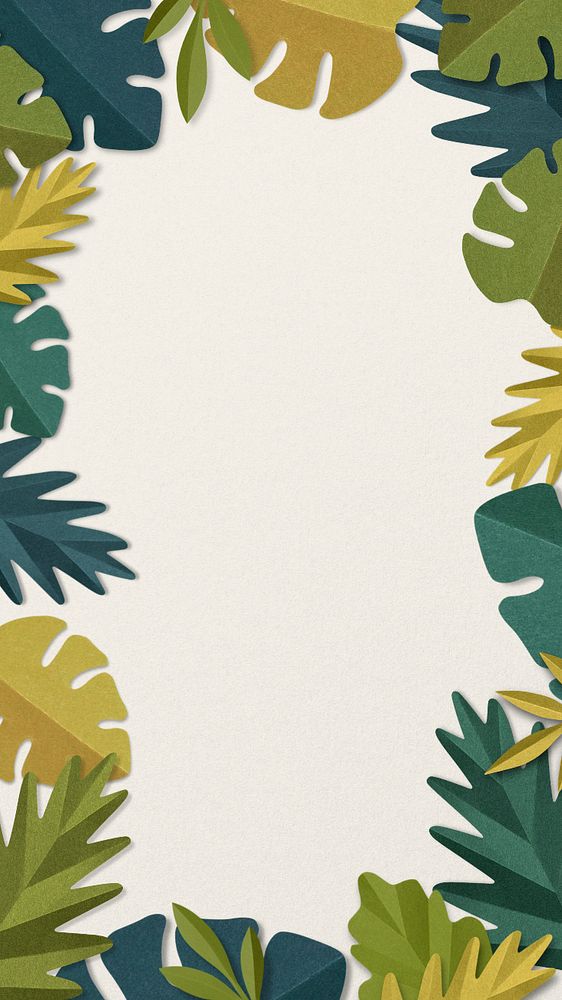 Paper craft leaf iPhone wallpaper, editable design