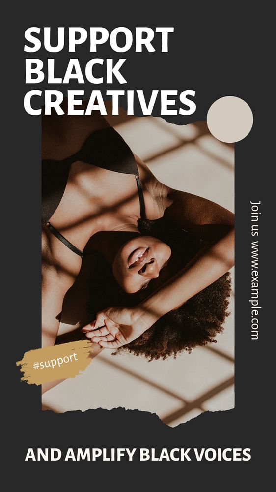 Support black creatives social story template, editable Instagram design