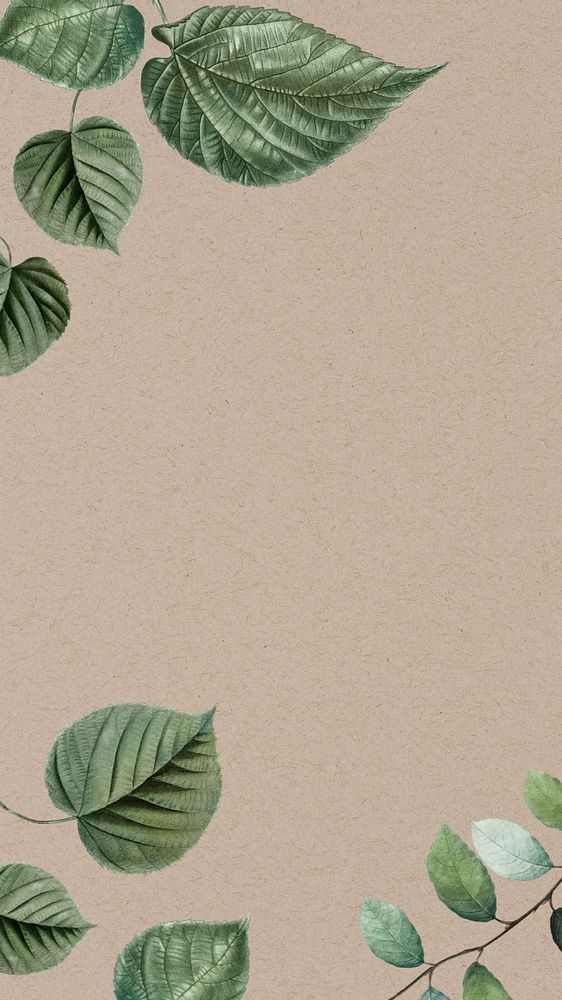 Leaf border brown mobile wallpaper, editable tropical design