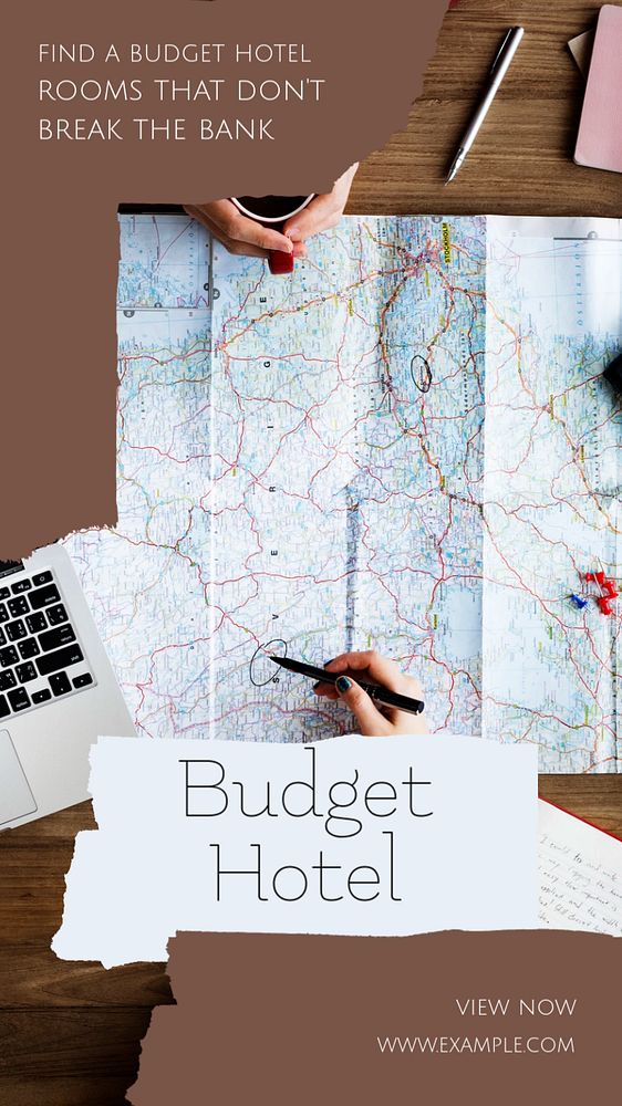 Budget hotel social story template, editable Instagram design