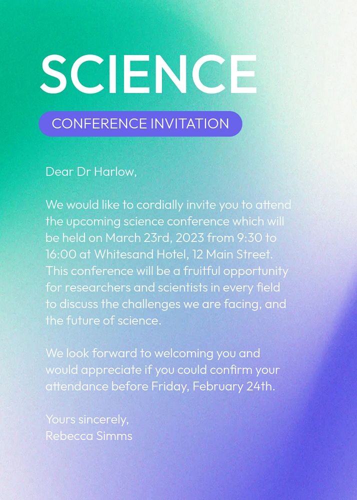 Science conference template, editable text